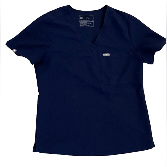 Figs • Catarina Navy Blue One-Pocket V-Neck Scrub Top - M - Picture 4 of 11
